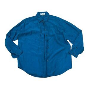 Express Teal Vintage 100% Silk Oversized Blouse S